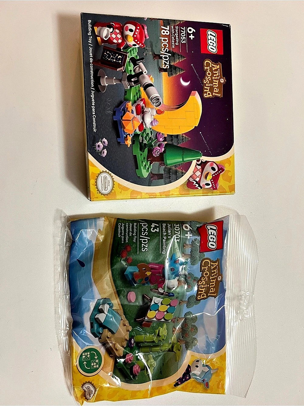 LEGO Animal Crossing 30703 Julian's Beach Painting 77053 Stargazing with Celeste
